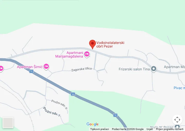 Karta: Vodoinstalaterski obrt Pezer, Dr. Ante Starčevića 60, Gračac